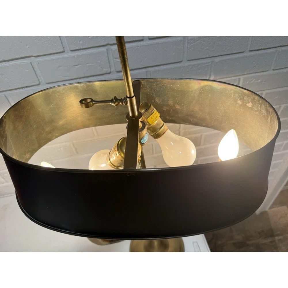 Classic Chapman French Horn Style Buillotte Lamp with Oblong Metal Shade 29